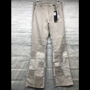 Revolt beige patchwork  wide leg junior pants